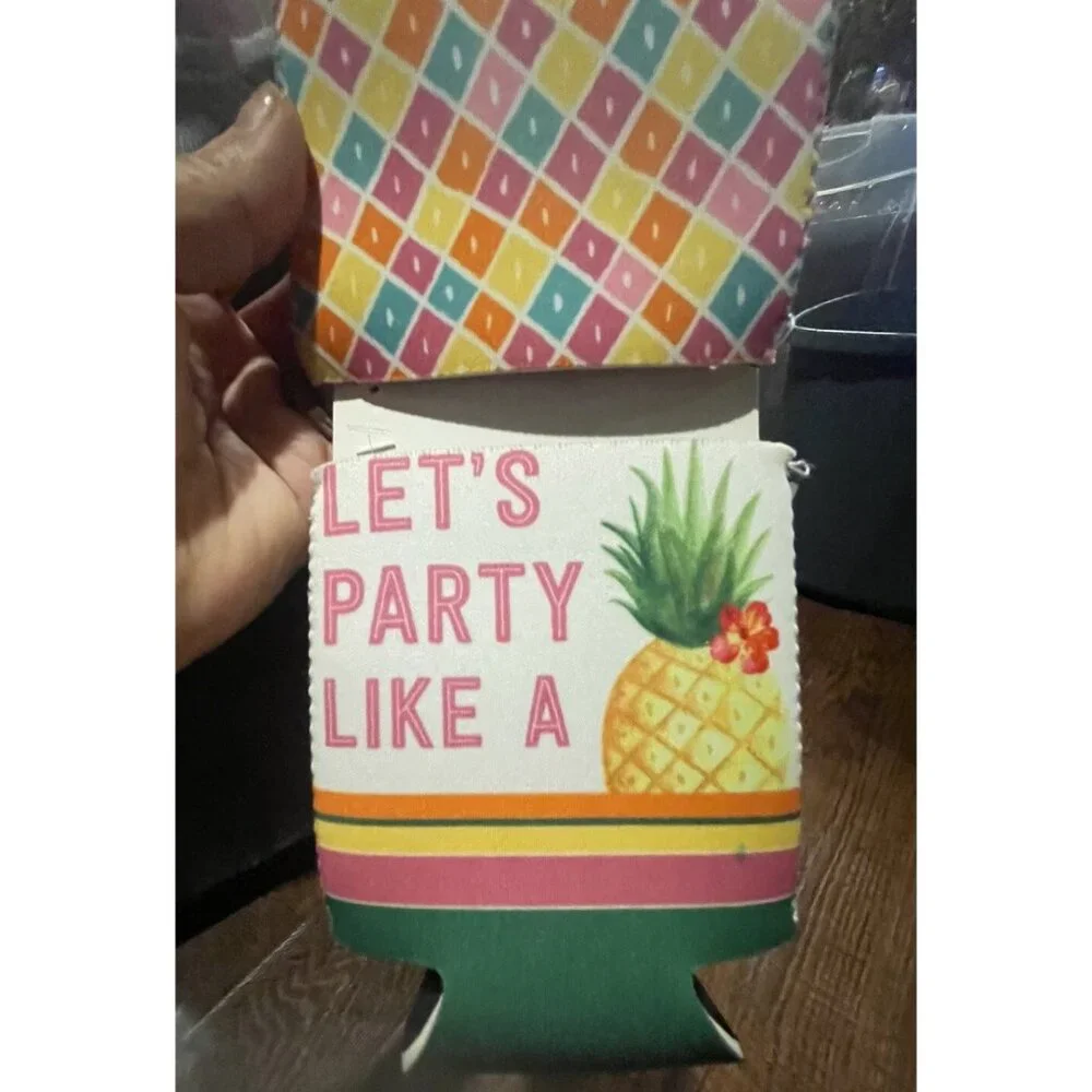 Tropical Pineapple & Flamingo Drinkware Set w Bottle Opener-Foldable Flask&Drink